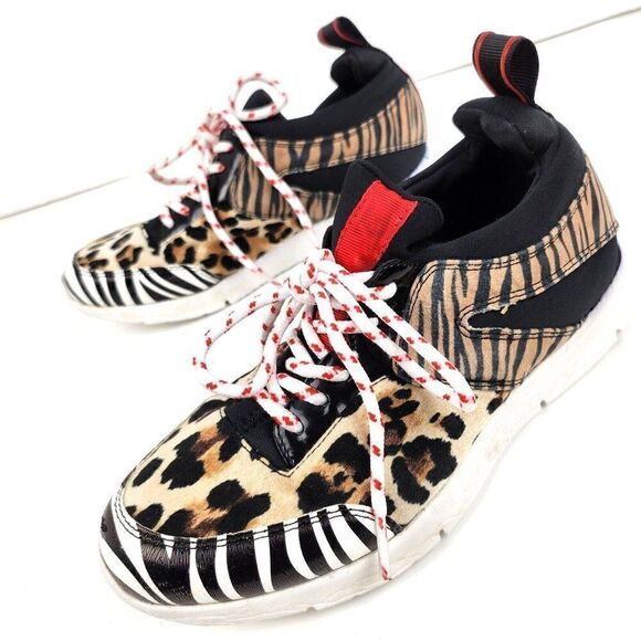 Kenneth Cole Reaction Maddox Animal Print Jogger Sneakers Big Girls sz 3 - Picture 1 of 9